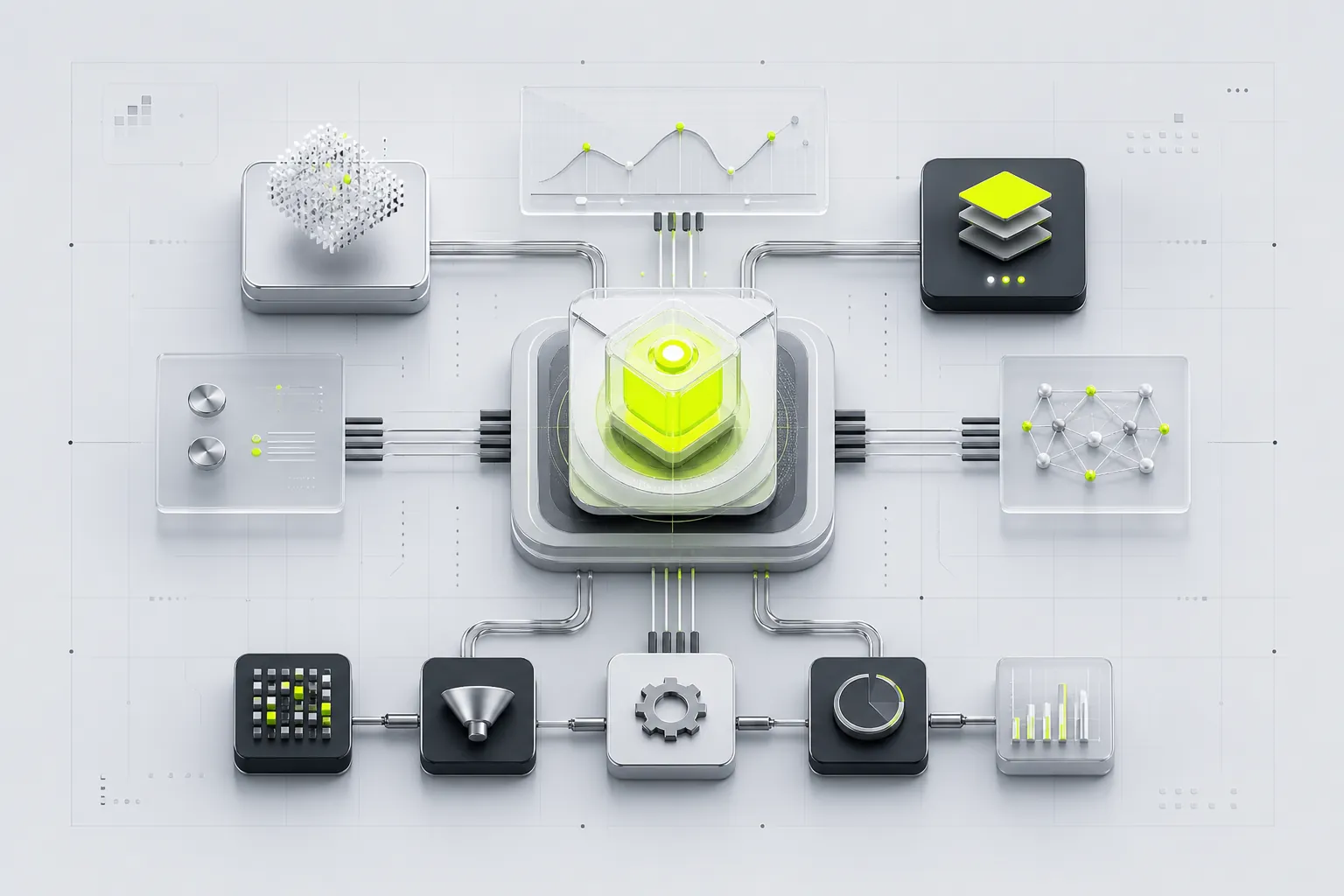Abstract AI automation system with interconnected modules